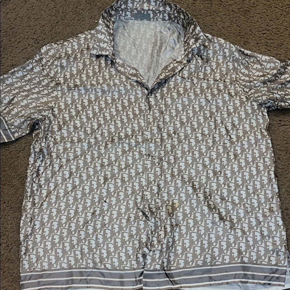 Dior Beige Patterned Button-Up Shirt ( L - XL )